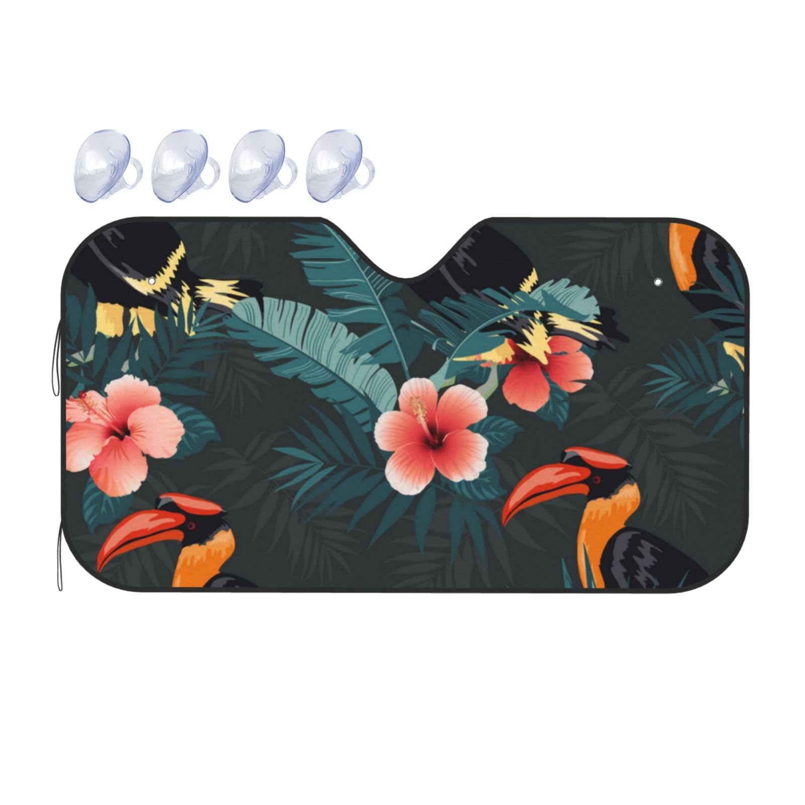 Auto-Sonnenschutz mit tropischen Blumen und Vögeln für Auto, LKW, SUV, blockiert UV-Strahlen, Sonnenblende, Größe S, 130 x 70 cm Auto-Sonnenschutz mit tropischen Blumen und Vögeln für Auto, LKW, SUV, blockiert UV-Strahlen, Sonnenblende, Größe S, 130 x 70 cm von ASKFNASDKMFN