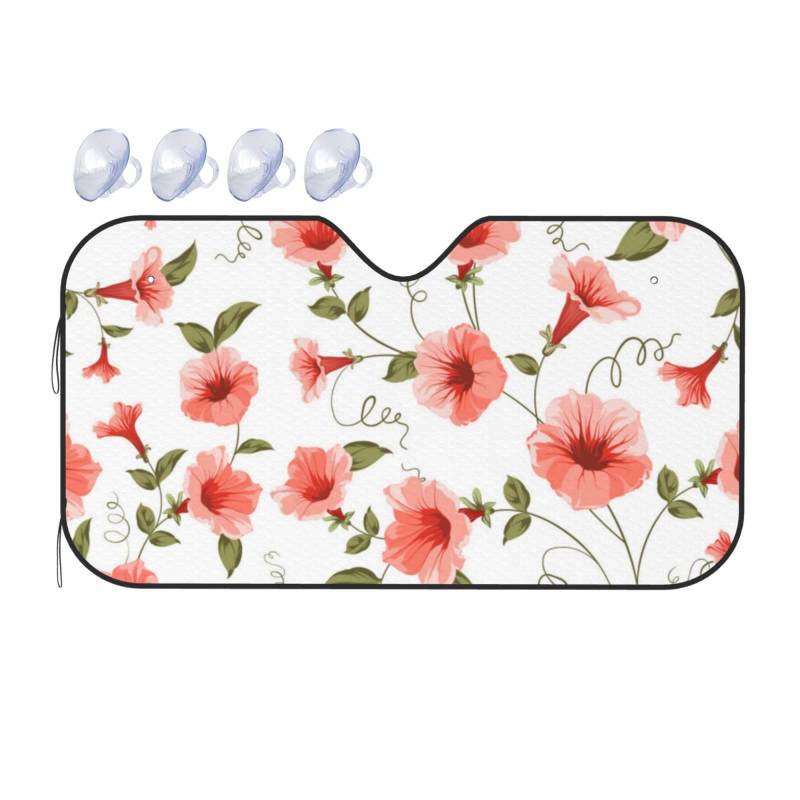 Bindweed Auto-Sonnenschutz mit Blumenmuster für Auto, LKW, SUV, blockiert UV-Strahlen, Sonnenblende, Größe S, 130 x 70 cm von ASKFNASDKMFN