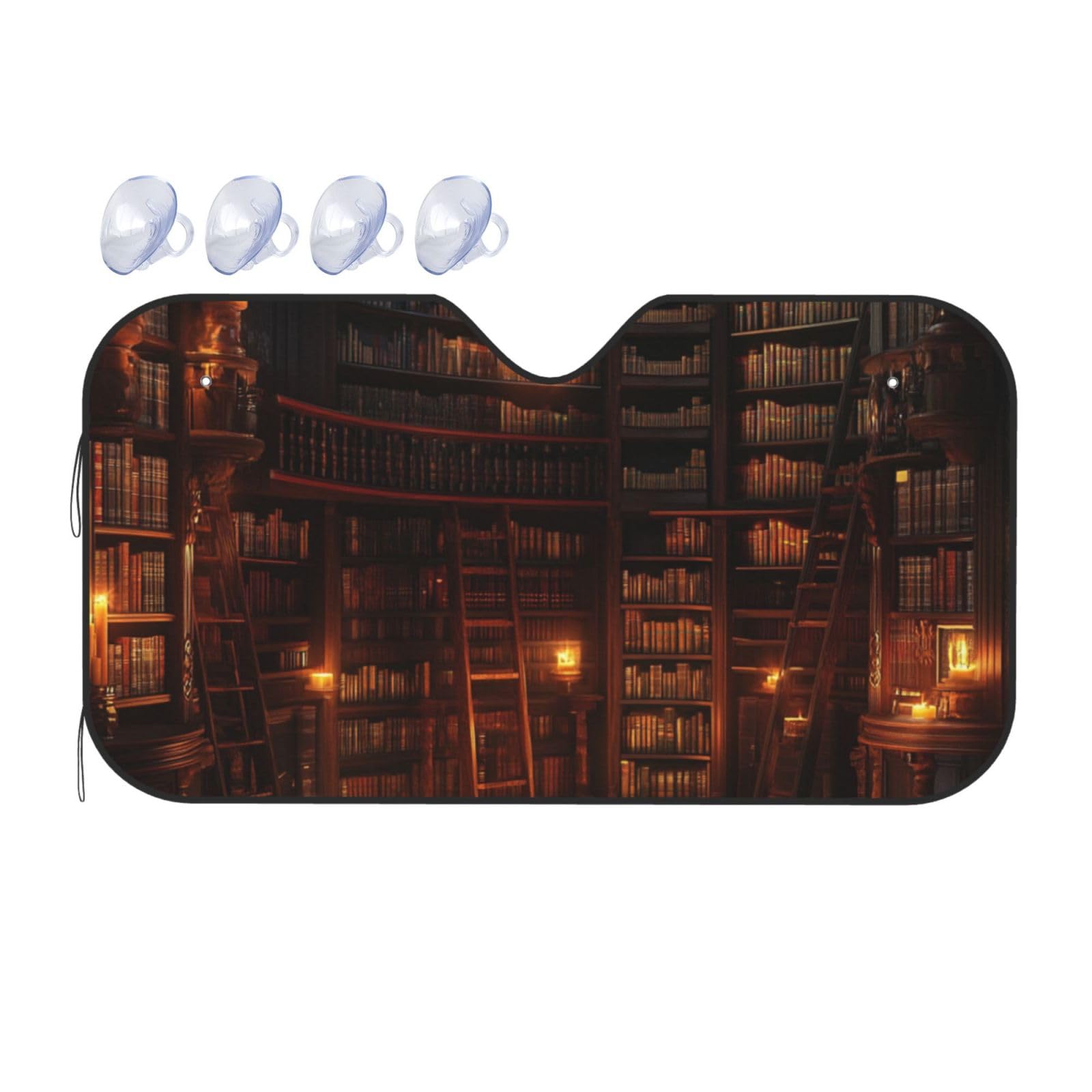 Bücherregal Vintage Bookse Auto Sonnenschutz für Auto, LKW, SUV – blockiert UV-Strahlen Sonnenblende (S, 130 x 70 cm) von ASKFNASDKMFN