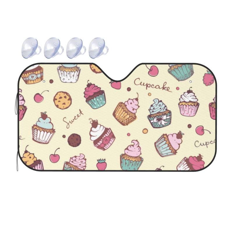 Cupcakes Auto-Sonnenschutz für Auto, LKW, SUV, blockiert UV-Strahlen, Sonnenblende, Größe S, 130 x 70 cm von ASKFNASDKMFN