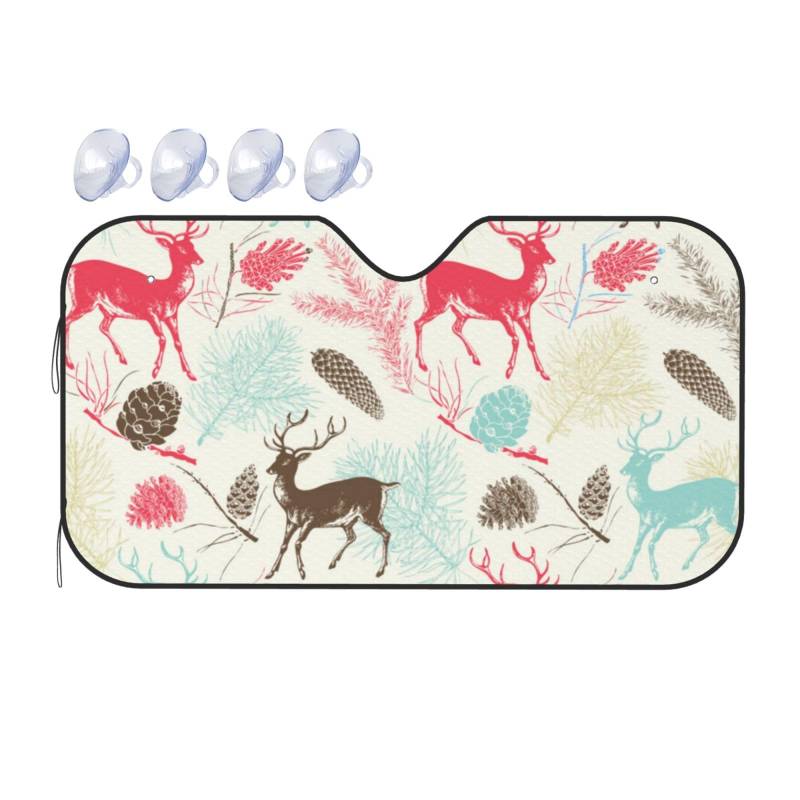 Deer Forest Auto-Sonnenschutz für Auto, LKW, SUV, blockiert UV-Strahlen, Sonnenblende, Größe S, 130 x 70 cm von ASKFNASDKMFN