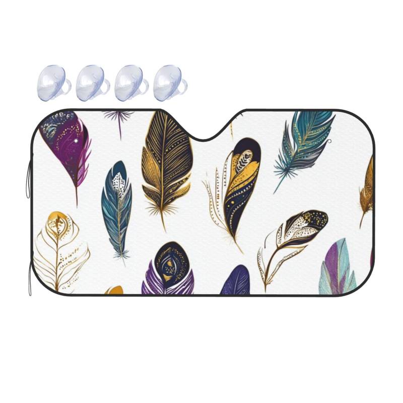 Feathers Auto-Sonnenschutz für Auto, LKW, SUV, blockiert UV-Strahlen, Sonnenblende, Größe S, 130 x 70 cm von ASKFNASDKMFN