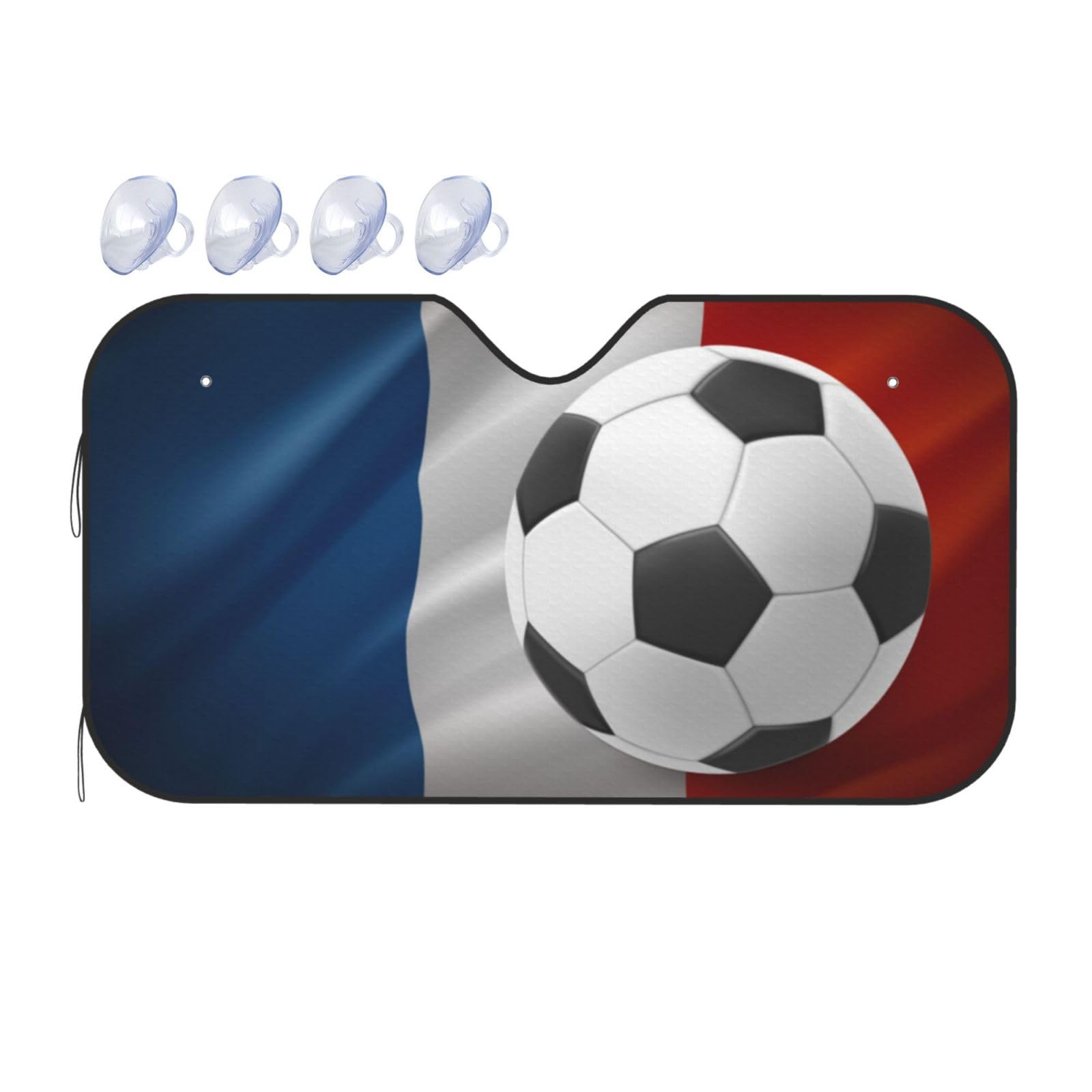 Flagge von Frankreich mit Fußball, Nationalfußball, Auto-Sonnenschutz für Auto, LKW, SUV, blockiert UV-Strahlen, Sonnenblende, Größe S, 130 x 70 cm Flagge von Frankreich mit Fußball, Nationalfußball, Auto-Sonnenschutz für Auto, LKW, SUV, blockiert UV-Strahlen, Sonnenblende, Größe S, 130 x 70 cm von ASKFNASDKMFN