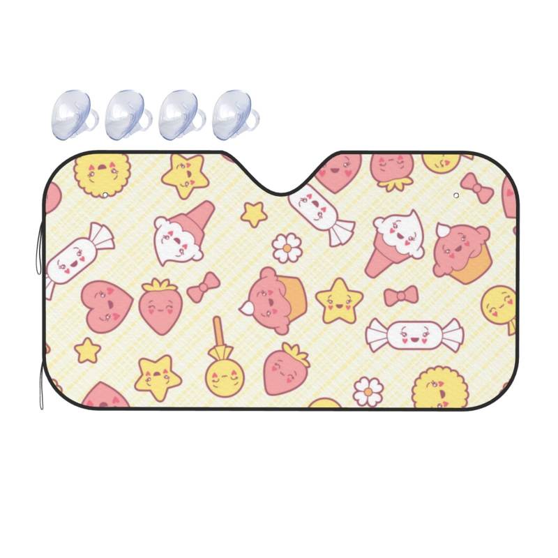 Kawaii niedlicher Kuchen-Sonnenschutz für Auto, LKW, SUV, blockiert UV-Strahlen, Sonnenblende, Größe S, 130 x 70 cm von ASKFNASDKMFN