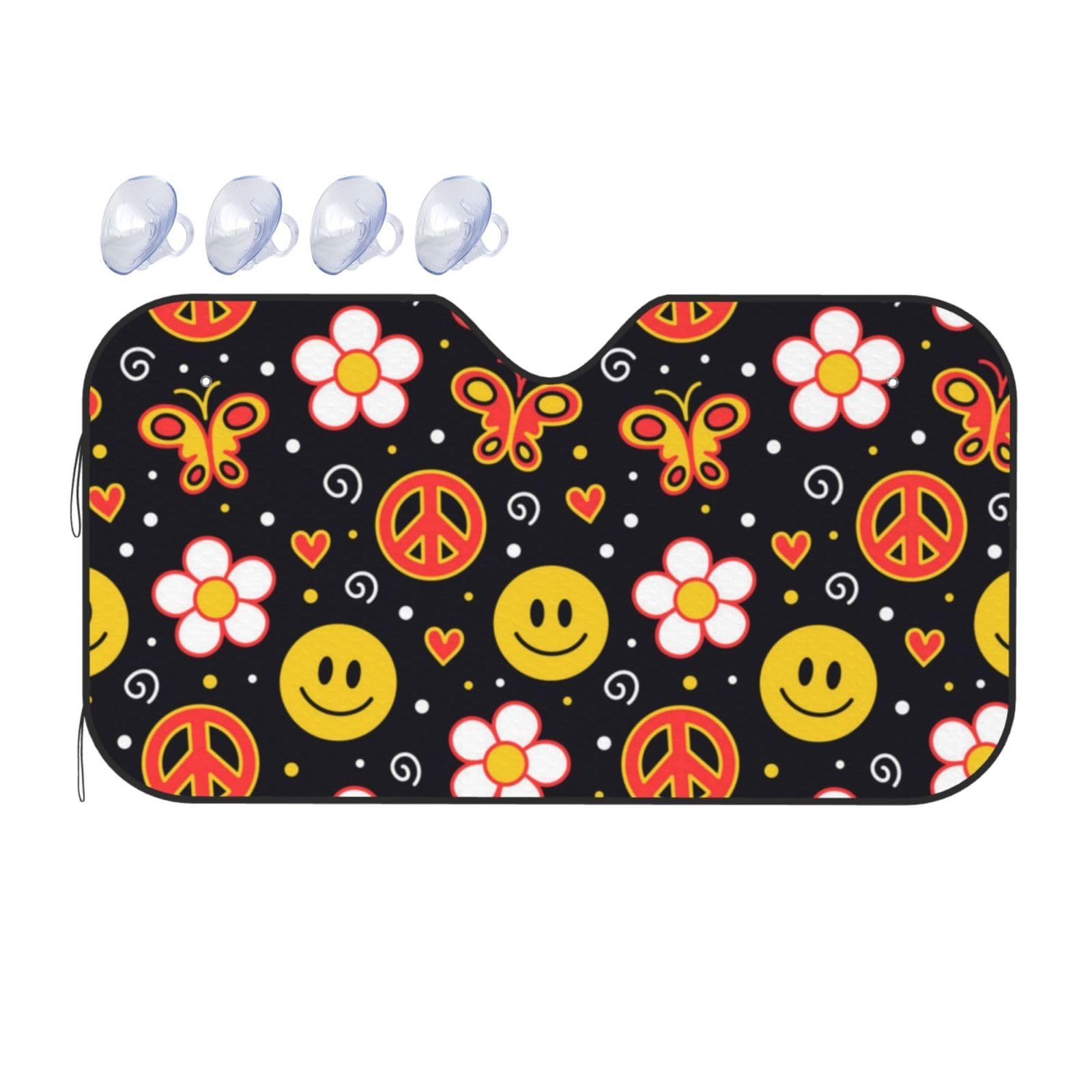 Niedlicher lustiger Kawaii-Lächeln für Gesicht, Peace Love, Auto-Sonnenschutz für Auto, LKW, SUV, blockiert UV-Strahlen, Sonnenblende, Größe S, 130 x 70 cm Niedlicher lustiger Kawaii-Lächeln für Gesicht, Peace Love, Auto-Sonnenschutz für Auto, LKW, SUV, blockiert UV-Strahlen, Sonnenblende, Größe S, 130 x 70 cm von ASKFNASDKMFN