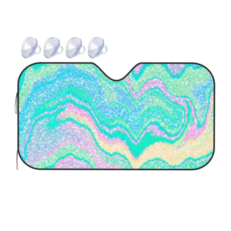 Rainbow Mesh Fantasy Auto-Windschutzscheiben-Sonnenschutz, Front-Sonnenschutz, Schattenvisier, Fahrzeugzubehör, Größe M, 140 x 76 cm von ASKFNASDKMFN