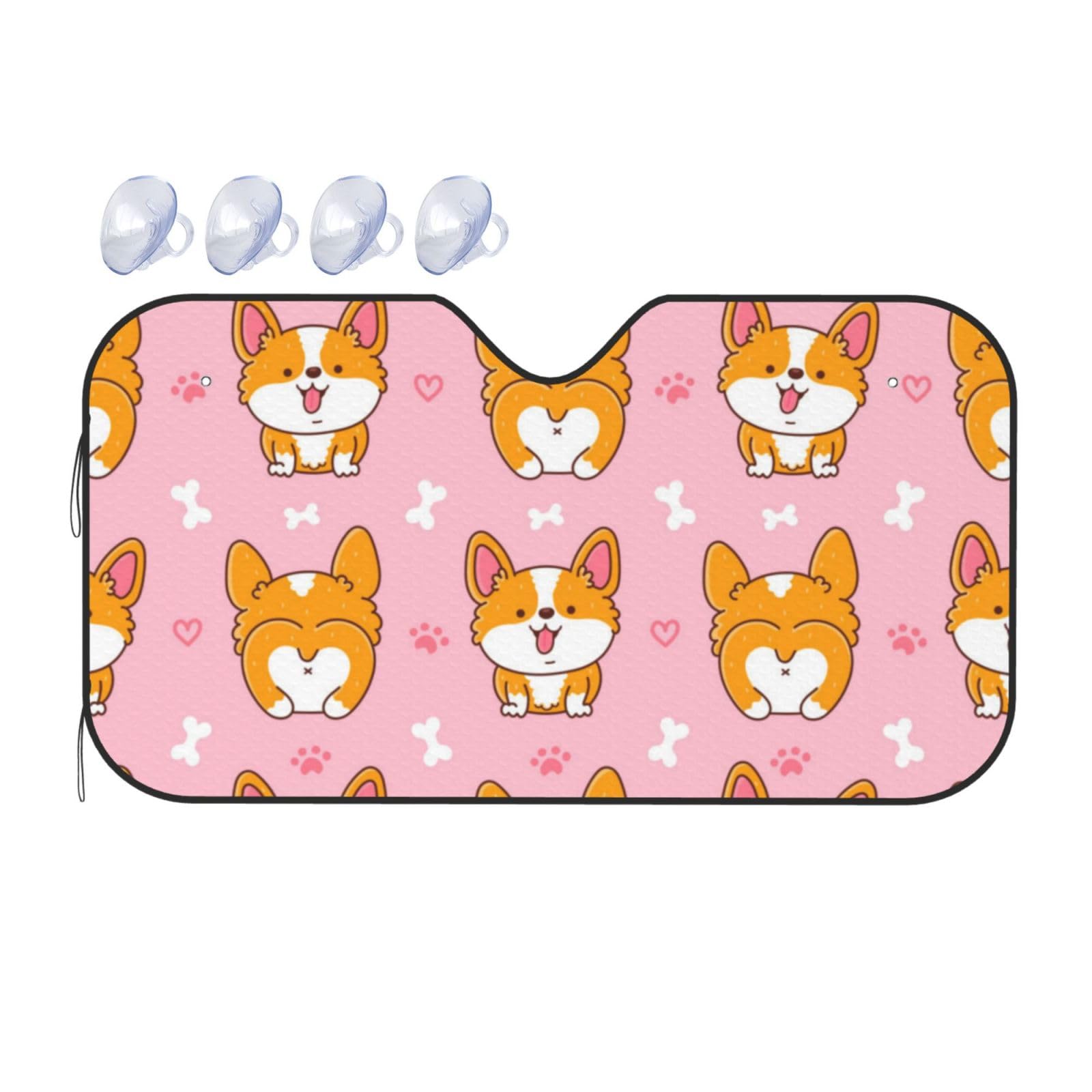 Süßer Happy Corgi Hunde-Sonnenschutz für Auto, LKW, SUV, blockiert UV-Strahlen, Sonnenblende, Größe S, 130 x 70 cm Süßer Happy Corgi Hunde-Sonnenschutz für Auto, LKW, SUV, blockiert UV-Strahlen, Sonnenblende, Größe S, 130 x 70 cm von ASKFNASDKMFN