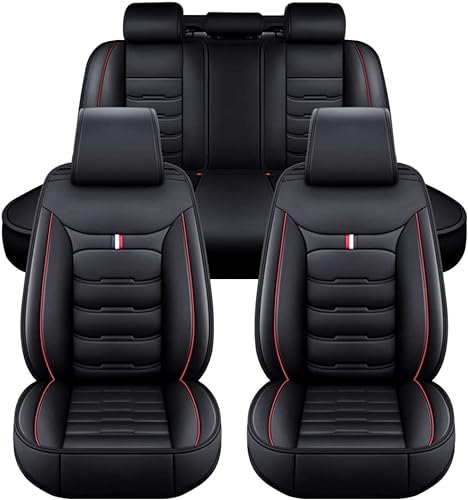 Auto Sitzbezüge für Hyundai I30 I-30 Wagon Kombi i30 Wagon/i30 Wagon N Line, PU Leder Passgenau Autoschonbezüge, Wasserdicht Sitzschutz Auto-Schonbezüge Sitzkissen Zubehör,Standard_Set-F_Black+Red von ASKX
