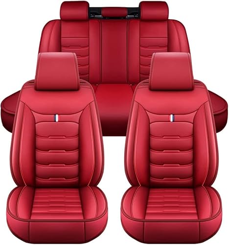 Auto Sitzbezüge für Toyota Yaris Cross SUV 2021 2022 2023, PU Leder Passgenau Autoschonbezüge, Wasserdicht Sitzschutz Auto-Schonbezüge Sitzkissen Innenraum Zubehör,Standard_Set-B_Red von ASKX
