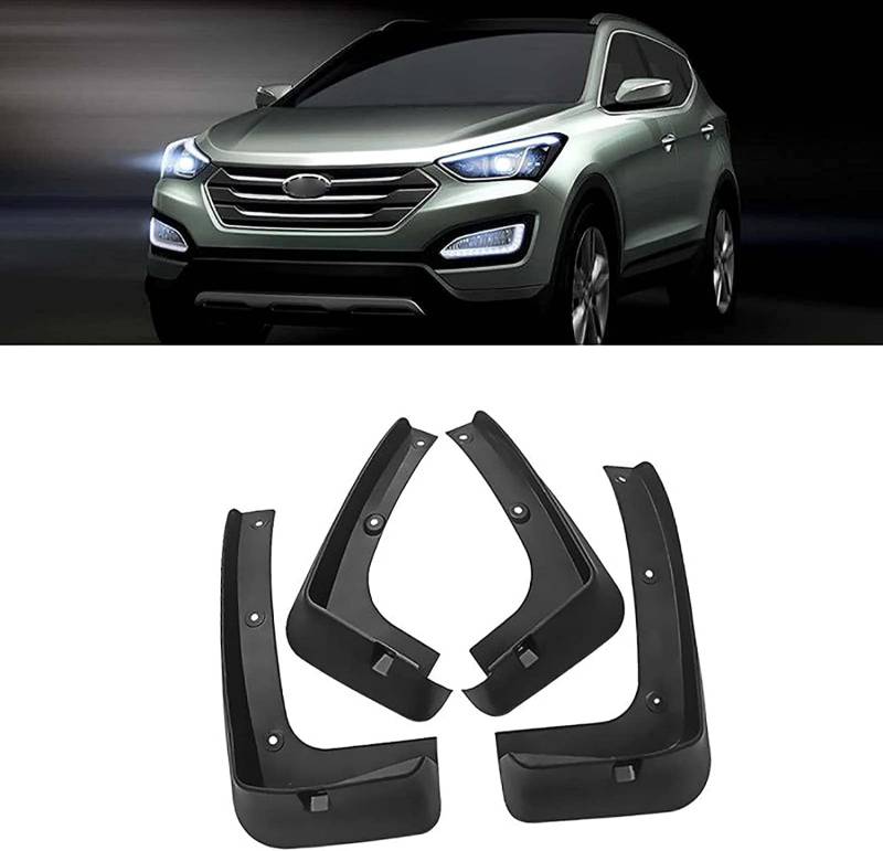 4 Stück Auto Schmutzfänger für Hyundai Santa Fe 2013-2018, PP-Weichkunststoff Vorne Hinten Kotflügel Fahrzeu Zubehör, Kein Bohren nötig von ASNAT