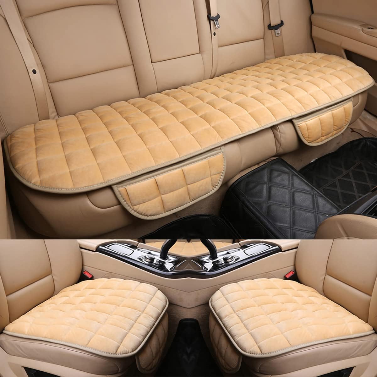 ASNAT Auto Sitzauflage Sitzkissen Sitzbezüge für Mini Cooper S F54 F55 F56 F57 F60 4-Doors, Weiches Auto Sitzauflage Sitzschoner für Rücksitz, Anti-Rutsch & Komfortabel,C-3PCS(2Front+1Rear) von ASNAT