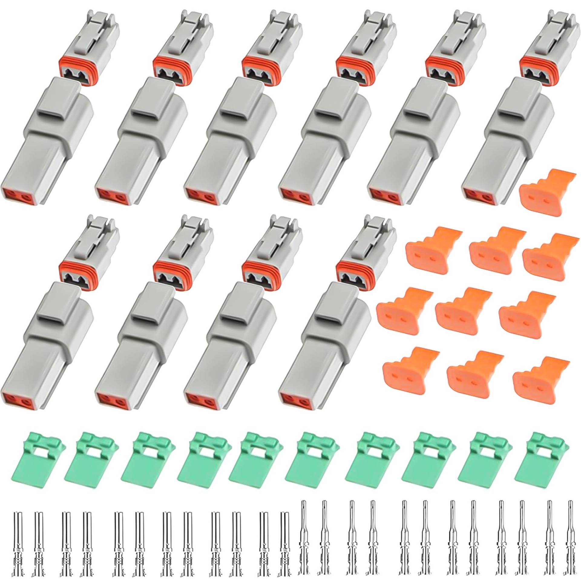ASOFTY 10 Sets DT-Stecker-Set, Deutscher Stecker KFZ 2 Polig, DT06-2S/DT04-2P Deutsch Stecker, Wasserdichter Elektrischer Steckverbinder für Auto, LKW und Motorrad ASOFTY 10 Sets DT-Stecker-Set, Deutscher Stecker KFZ 2 Polig, DT06-2S/DT04-2P Deutsch Stecker, Wasserdichter Elektrischer Steckverbinder für Auto, LKW und Motorrad von ASOFTY