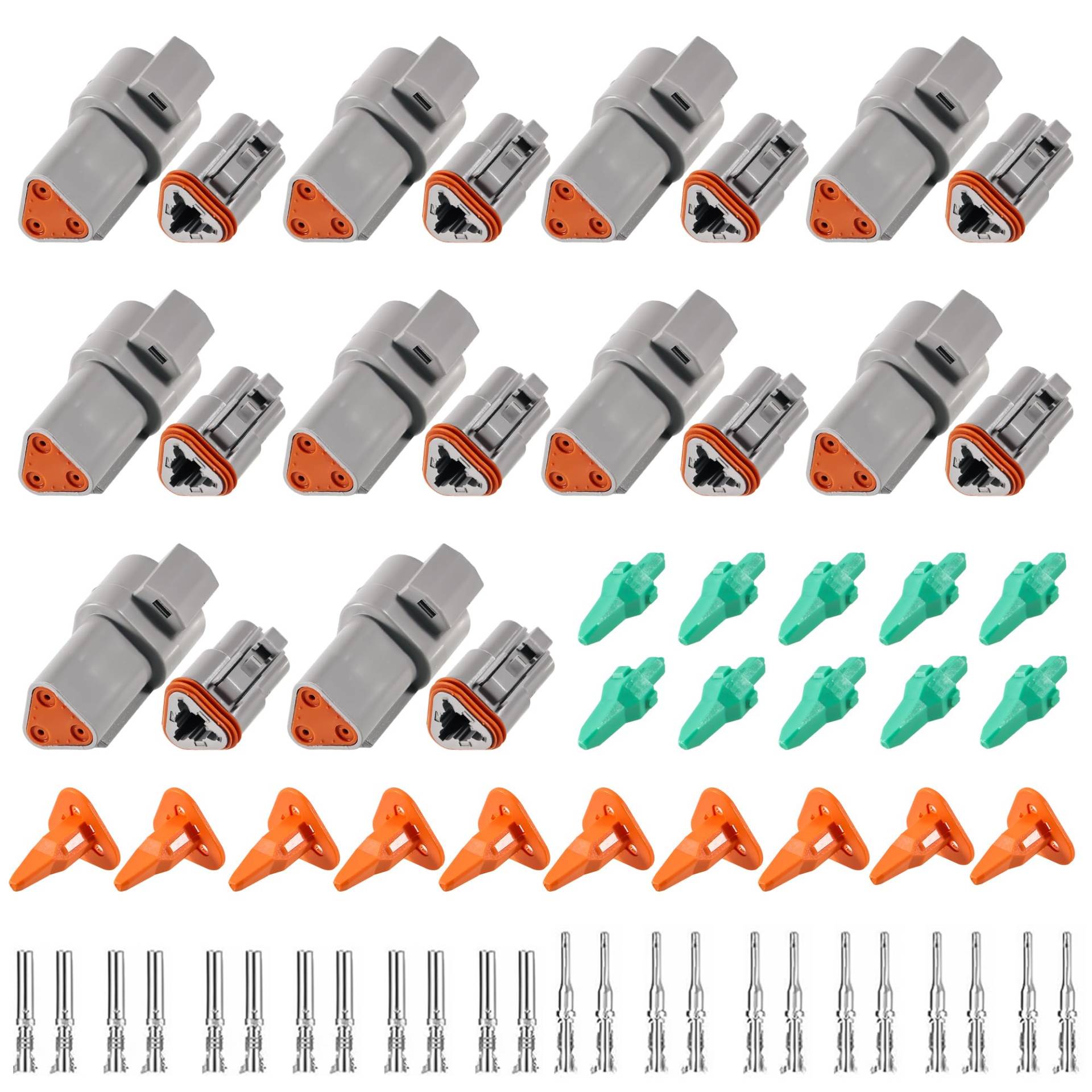 ASOFTY 10 Sets DT-Stecker-Set, Deutscher Stecker KFZ 3 Polig, DT06-3S/DT04-3P Deutsch Stecker, Auto Wasserdichter Elektrischer Steckverbinder für Auto, LKW und Motorrad ASOFTY 10 Sets DT-Stecker-Set, Deutscher Stecker KFZ 3 Polig, DT06-3S/DT04-3P Deutsch Stecker, Auto Wasserdichter Elektrischer Steckverbinder für Auto, LKW und Motorrad von ASOFTY