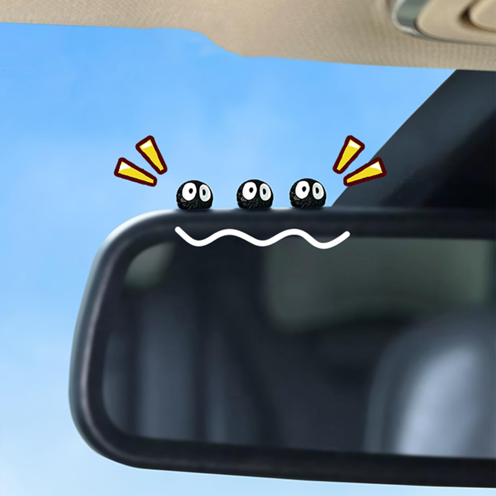 Niedliche Ruß-Sprites Auto-Rückspiegel-Zubehör für Auto-Innendekoration, Armaturenbrett, Auto-Ornament, lustige Geschenke für niedliche Autospiegel-Innendekorationen (30 Stück) von ASOQOLA