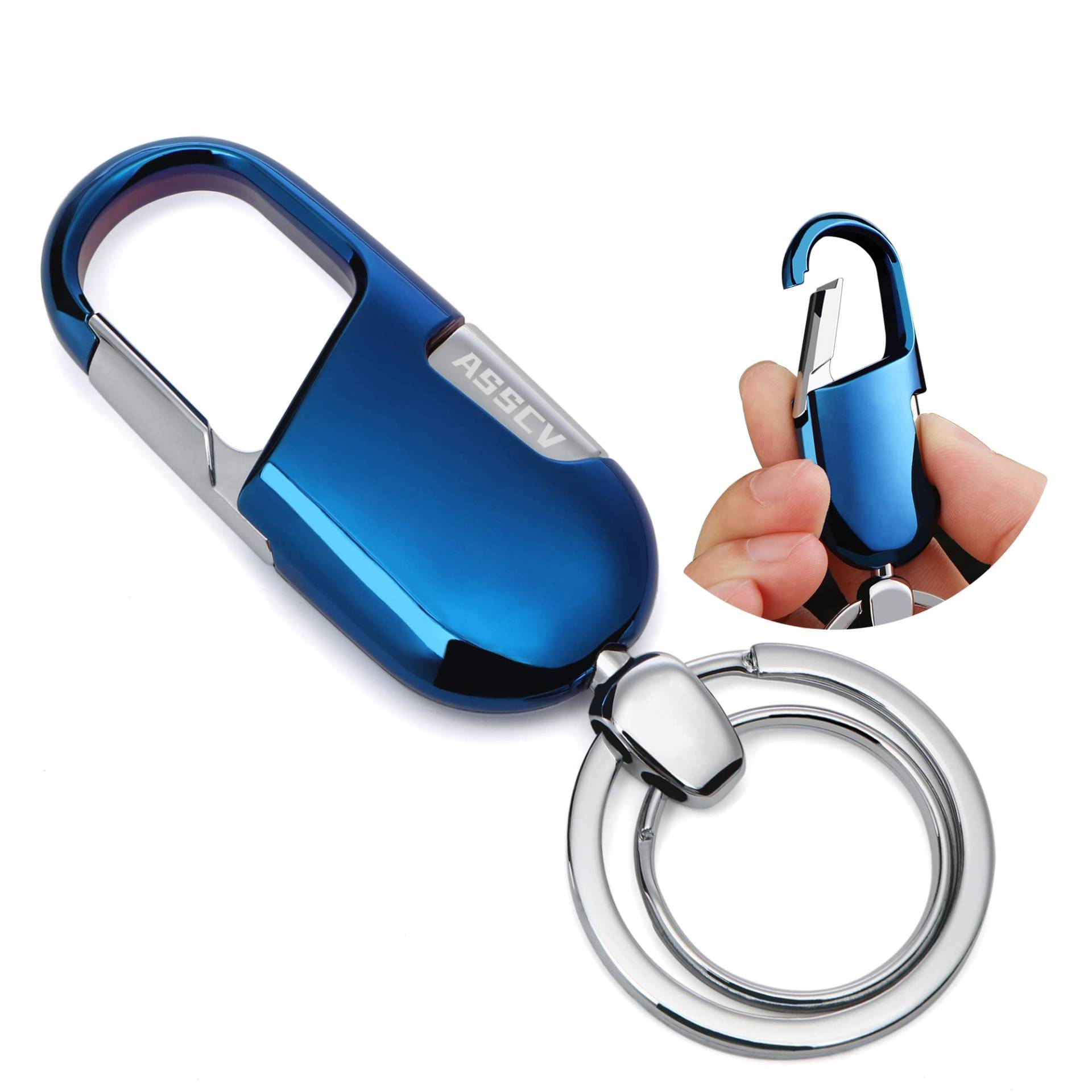 ASSCV Auto Schlüsselanhänger Robuster Auto Schlüsselanhänger Key Holder mit Stilvoller,Funktionaler und Praktischer Geschenkbox für Männer und Frauen(Blue) von ASSCV