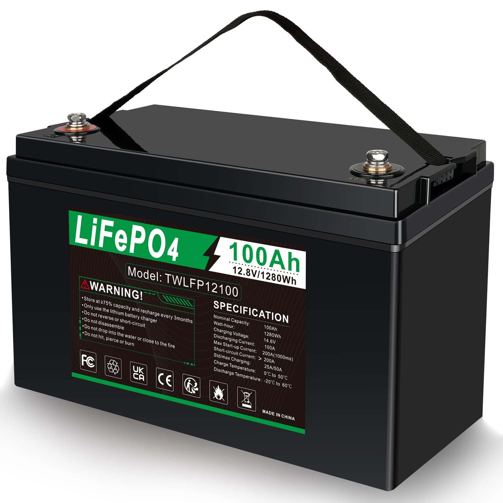 ASUNCELL LiFePO4 100Ah 12V Batterie mit BMS Low Temperature Schutz, 1280Wh Lithiumbatterie, LiFePO4 Akku für Wohnmobil,Solaranlage, Boot, Haushalt, Solarpanel Kit,Camping von ASUNCELL