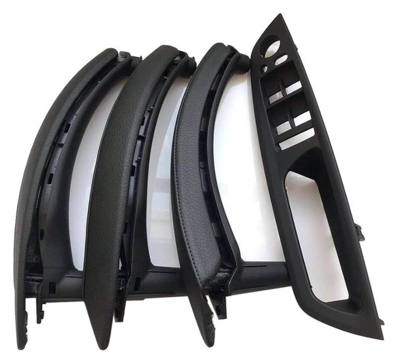 Innentürgriff Auto Für X5 X6 E70 E71 E72 2007-2013 Innenverkleidung Pull Trim Leder Außenbezug Set(Rhd Black 7pcs Set) von ATACDVDYEU