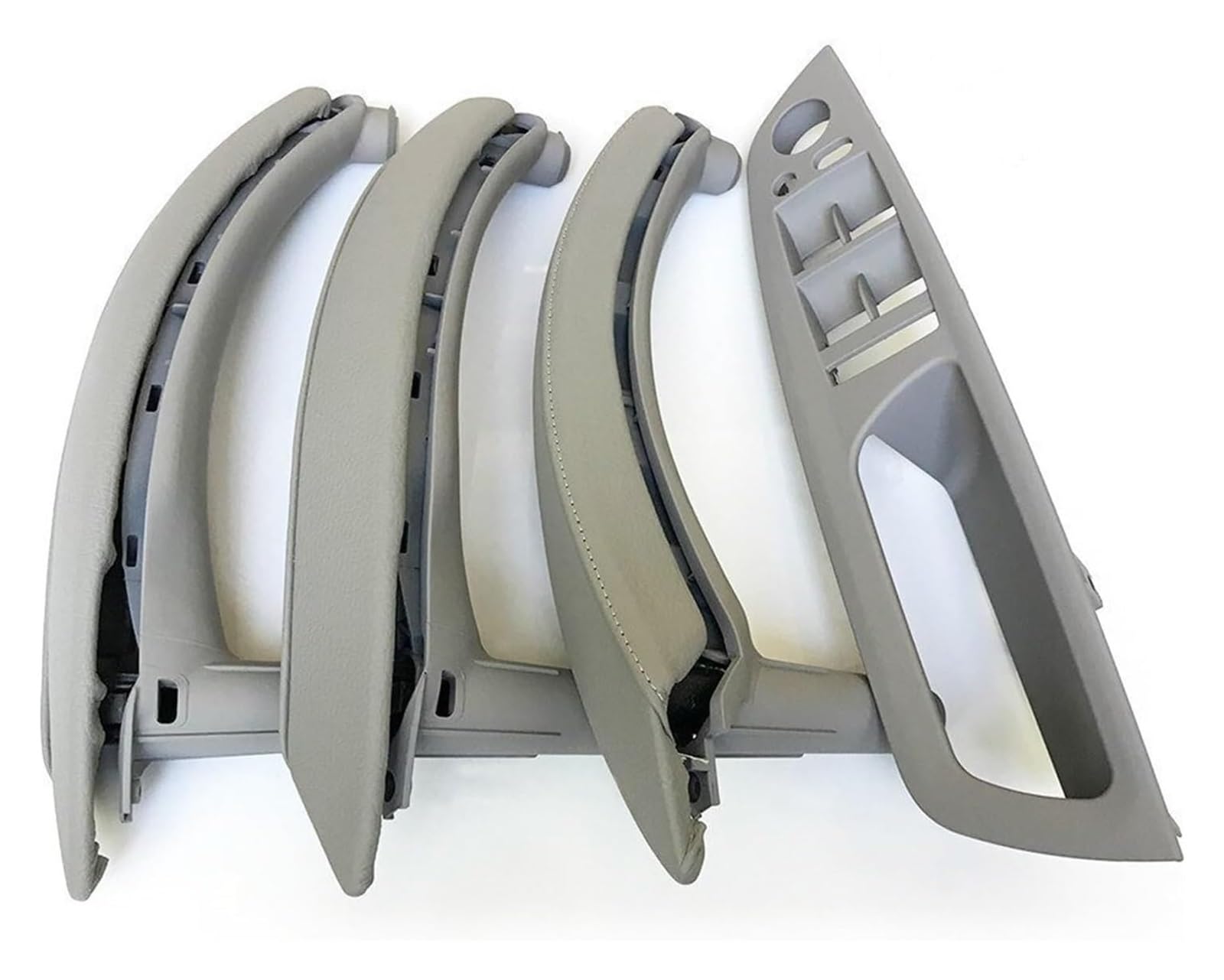 Innentürgriff Auto Für X5 X6 E70 E71 E72 2007-2013 Innenverkleidung Pull Trim Leder Außenbezug Set(Rhd Grey 7pcs Set) von ATACDVDYEU