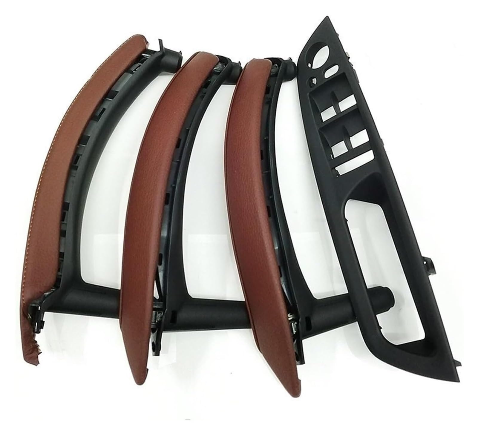 Innentürgriff Auto Für X5 X6 E70 E71 E72 2007-2013 Innenverkleidung Pull Trim Leder Außenbezug Set(Rhd Red Brown 7pcs) von ATACDVDYEU