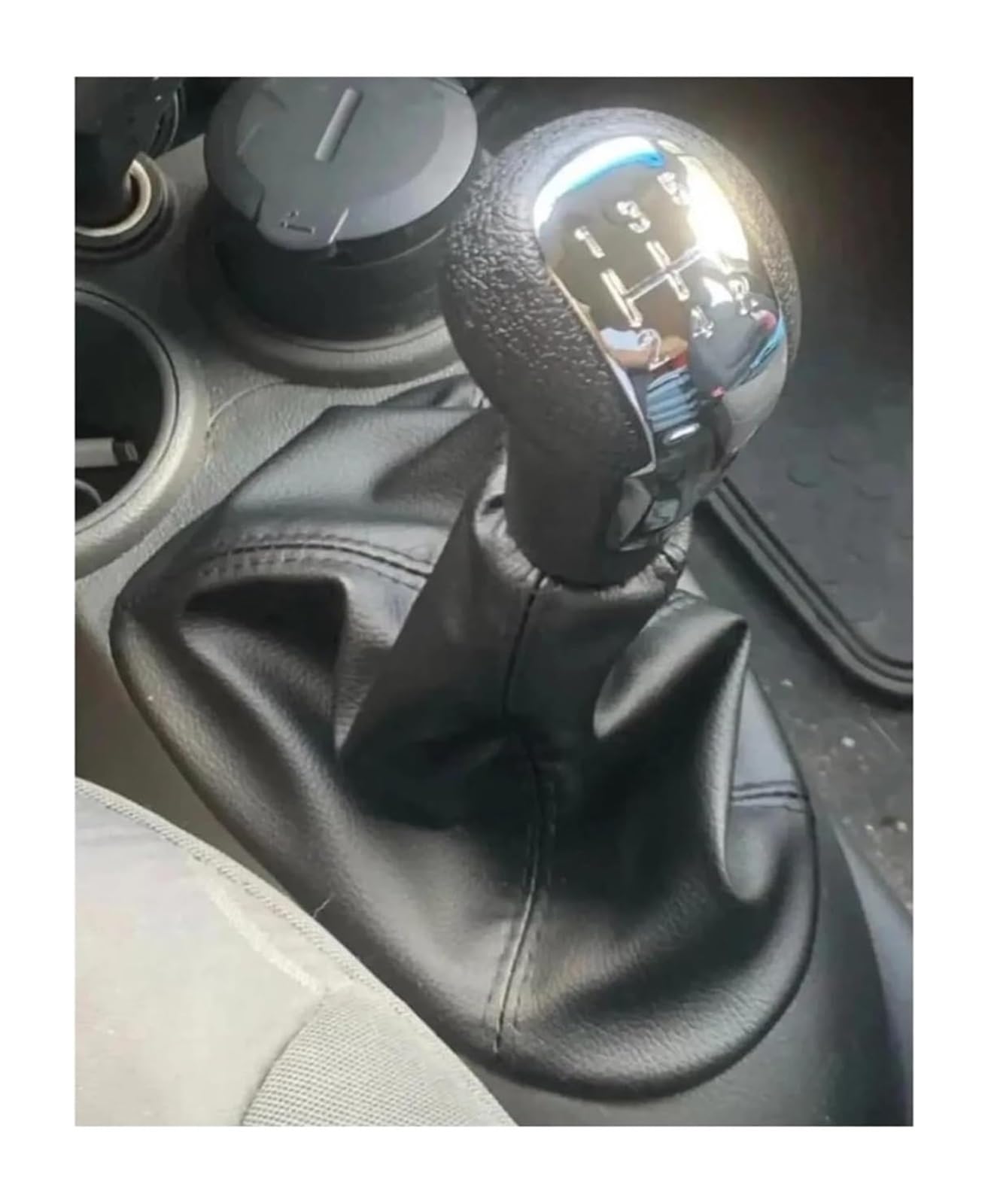 Manueller Schaltkopf Für C&hevrolet Für Matiz Für Spark M300 2011 2012 2013 2014 2015 2016 Auto-Leder-Kofferraumabdeckung 5-Gang-Schaltgetriebe Schaltknauf(Chrom,Gear knob boot) von ATACDVDYEU