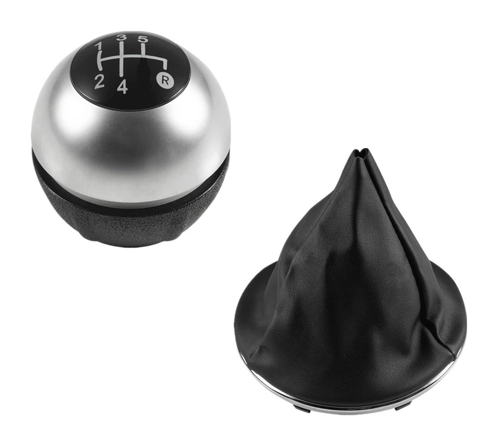 Manueller Schaltkopf Für FIAT 500 500C 2007-2018 5/6-Gang-Auto-Schaltknauf-Hebelkopf Handball-Schaltknaufkappe Schaltknauf(2pcs Silver 5speed) von ATACDVDYEU