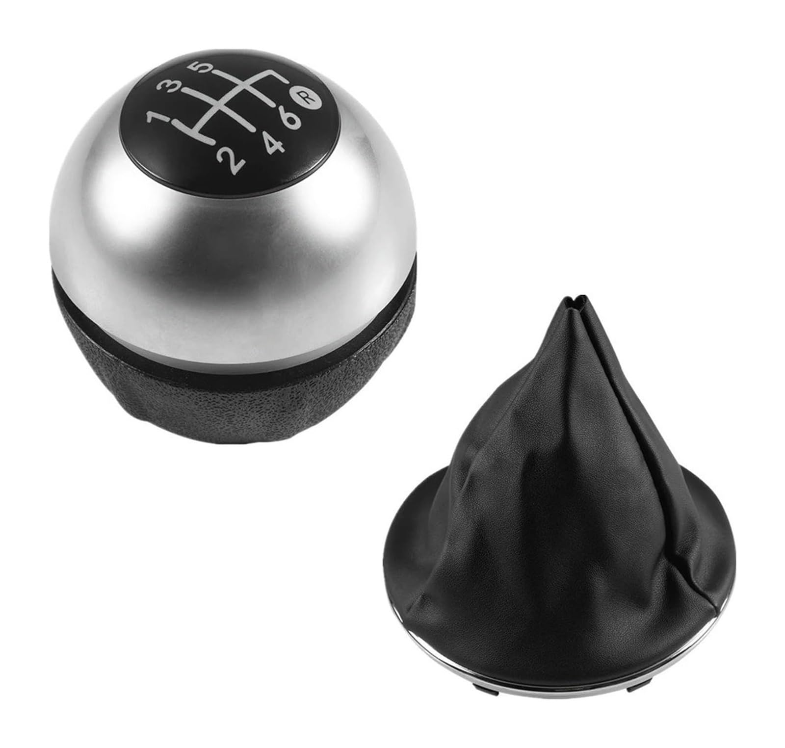 Manueller Schaltkopf Für FIAT 500 500C 2007-2018 5/6-Gang-Auto-Schaltknauf-Hebelkopf Handball-Schaltknaufkappe Schaltknauf(2pcs Silver 6speed) von ATACDVDYEU