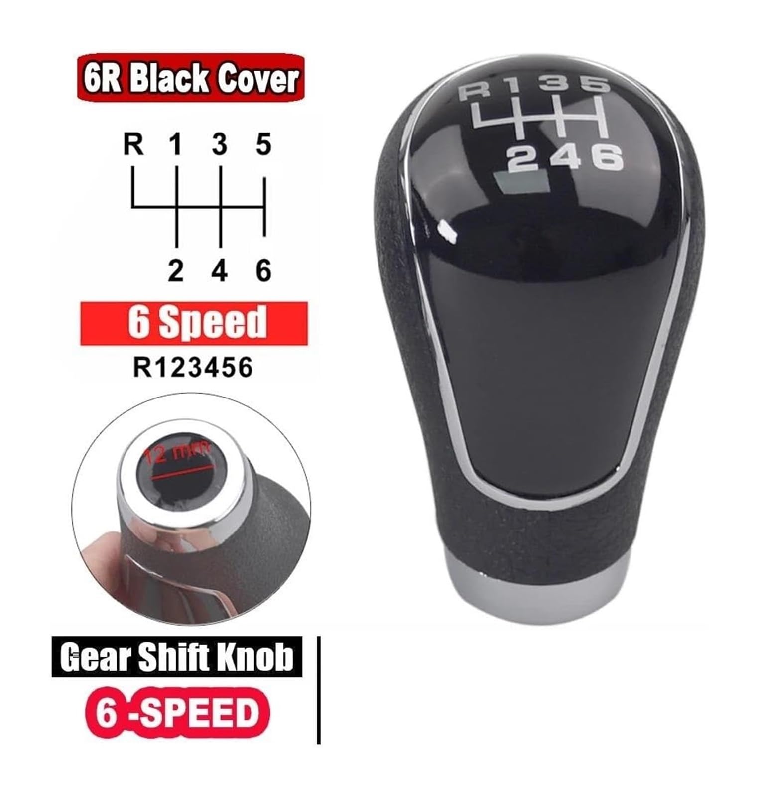 Manueller Schaltkopf Für M&ITSUBISHI Für Outlander EX GRANDIS Für Lancer-ex 5 6-Gang-Schaltgetriebe Schaltknauf Schalthebel(Black-6R Speed) von ATACDVDYEU