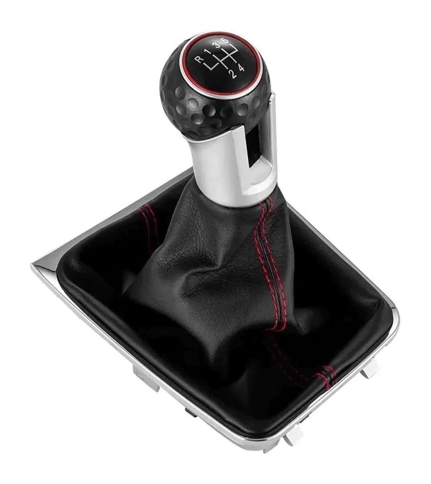 Manueller Schaltkopf Für VW Für G&olf 7 A7 MK7 GTI GTD 2013-2018 5/6-Gang-Level-Shift-Kofferraum LHD Anpassbares Schaltmuster Leder-Schaltknauf(Red Line,5 speed) von ATACDVDYEU