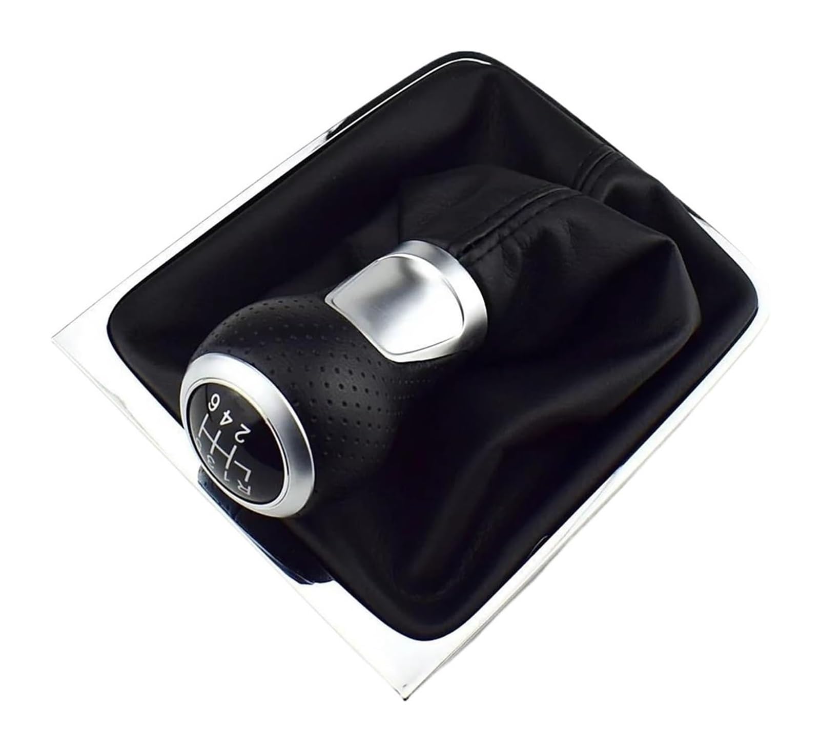 Manueller Schaltkopf Für VW Für P&assat B6 2005 2006 2007 2008 2009 2010 2011 5 6-Gang-Schaltknauf Mit Gamaschen-Kofferraumabdeckungsrahmen(Silber,6 speed) von ATACDVDYEU