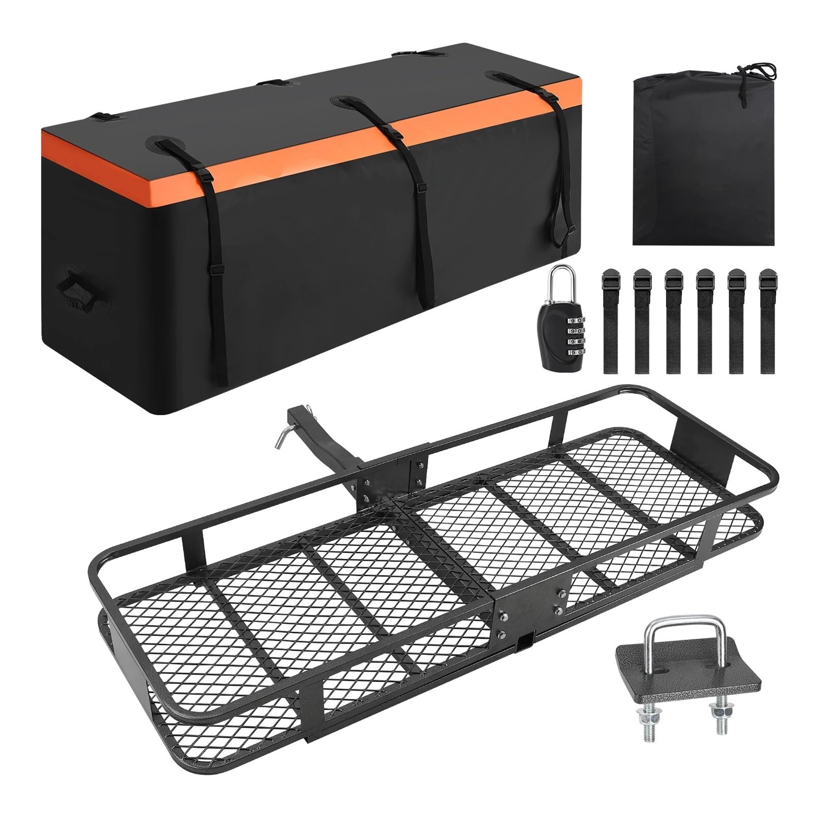 ATATKRT 1 Gepäckträger aus Pu+Stahl mit Elektrophorese und Passwortschloss + Hecktasche, robuster Dachgepäckträger, Frachtkorb | Universal-Dachträger for SUV/LKW ATATKRT 1 Gepäckträger aus Pu+Stahl mit Elektrophorese und Passwortschloss + Hecktasche, robuster Dachgepäckträger, Frachtkorb | Universal-Dachträger for SUV/LKW von ATATKRT