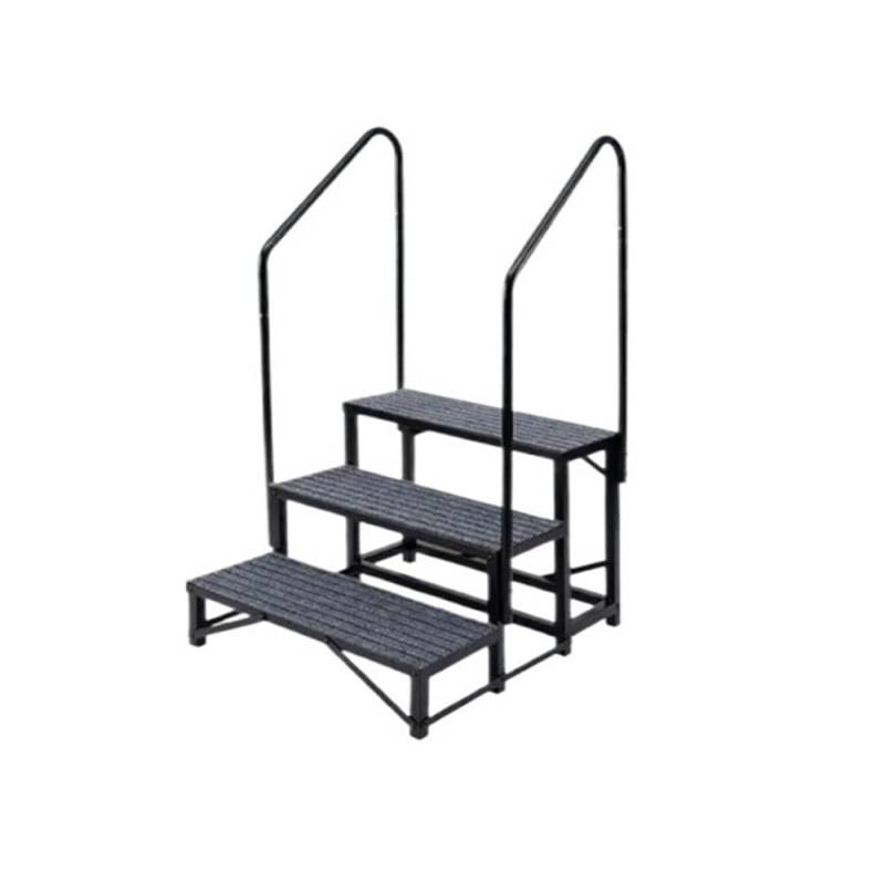 ATATKRT 3-stufige Wohnmobiltreppe mit doppeltem Handlauf – Robuste Wohnmobiltreppe for Wohnmobil, Whirlpool, Anhänger und Veranda mit rutschfesten Matten von ATATKRT