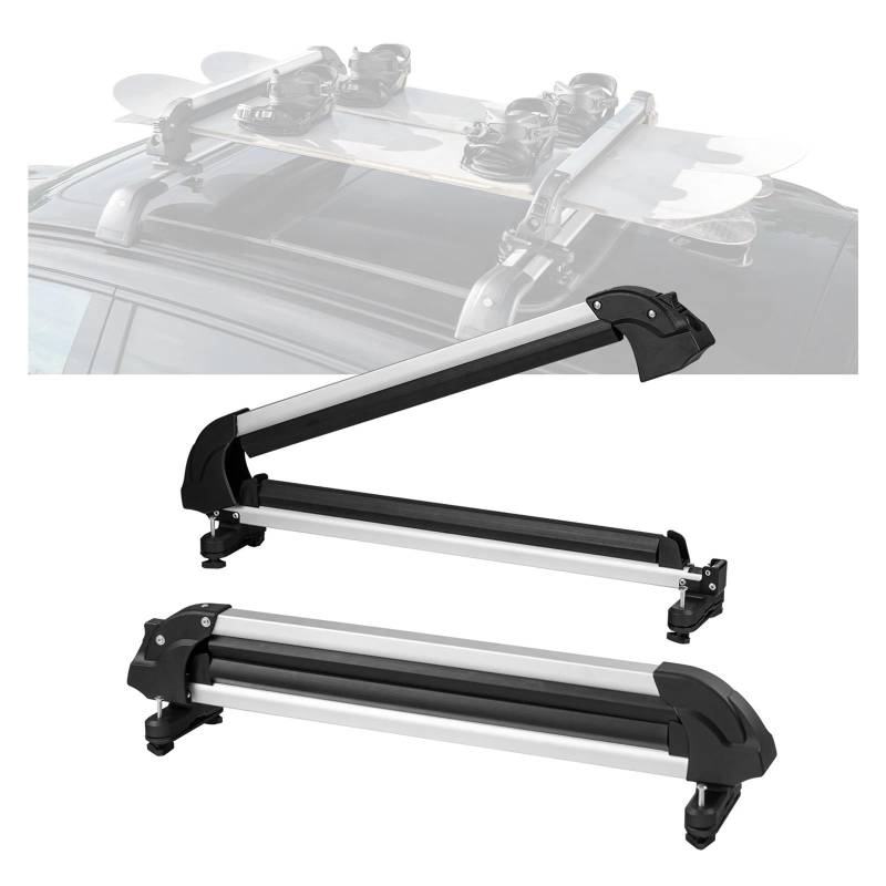 ATATKRT 31,7 Zoll großer Universal-Skiträger for Autodächer, passend for die meisten Querträger, Aluminium-Snowboard-Skiträger mit Schloss und Gummipolsterung, robuste Dachreling mit Diebstahlschutz von ATATKRT