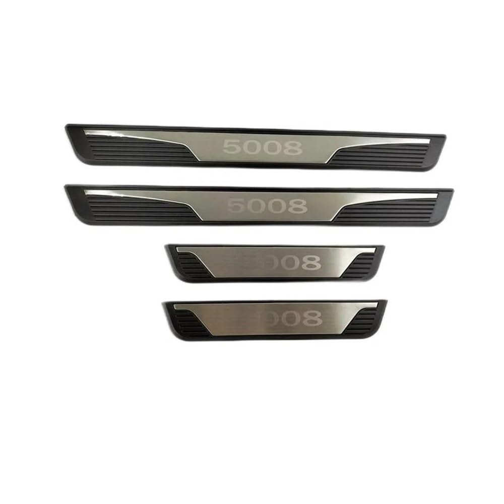 ATATKRT 4 STÜCKE Kunststoff Edelstahl Auto Auto Türschweller Pedal Abnutzungsplatte Dekorative Paillettenabdeckung Kompatibel for Peugeot 5008 GT 2016-2020 von ATATKRT