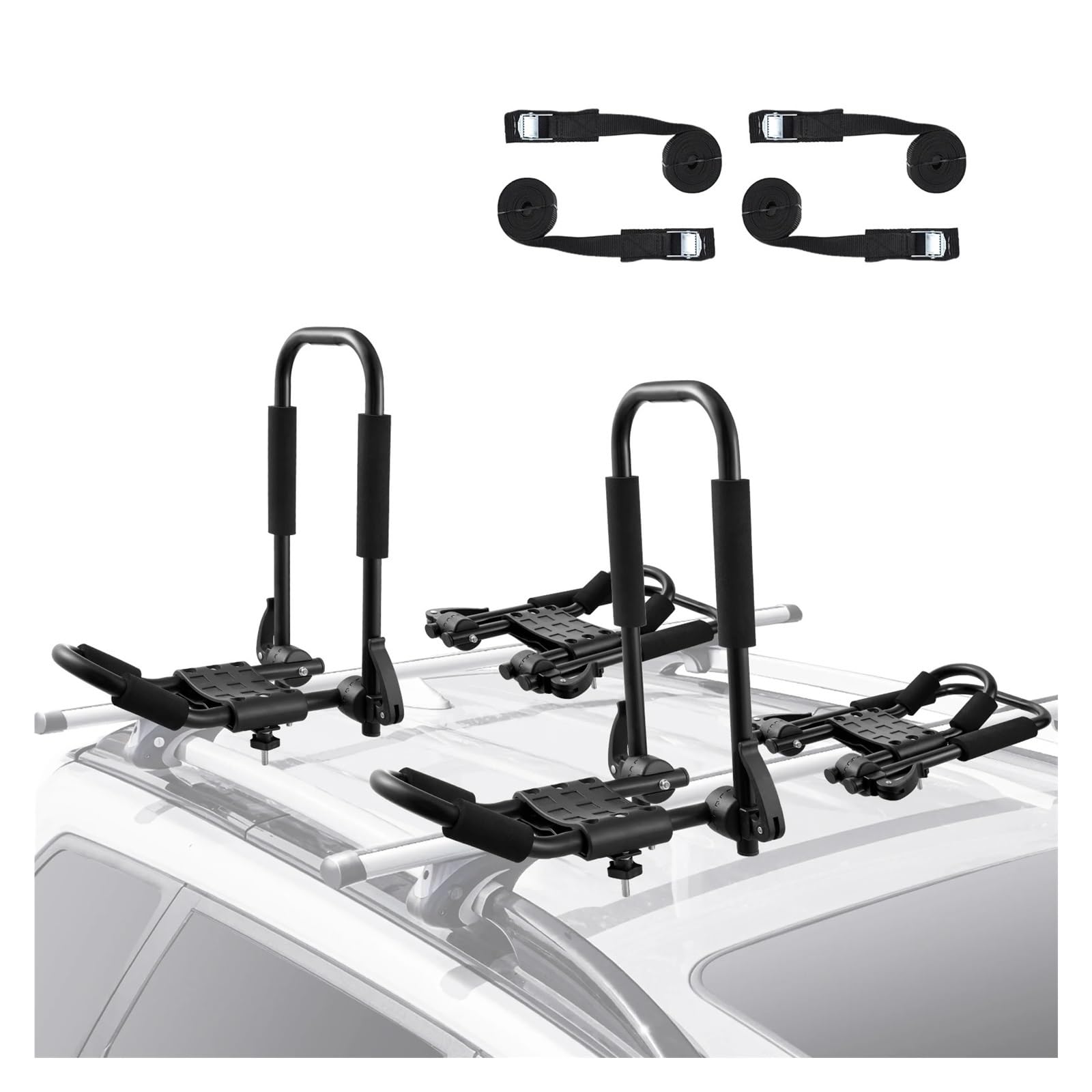 ATATKRT Dachgepäckträger, 2 Paar J-Bar-Dachgepäckträger, weich, schnell zusammenklappbar, zur Befestigung Oben, for Kajak, Surfbrett, Kanu, Skibrett(Foldable2pcs) von ATATKRT
