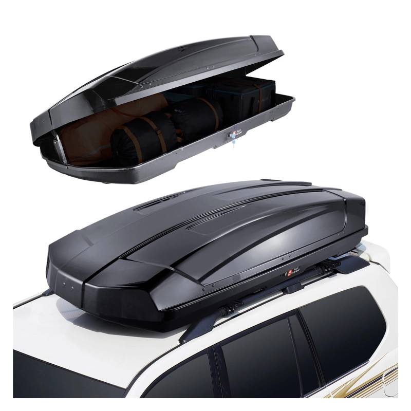 ATATKRT Dachgepäckträger 8/11/14/18/22 Kubikfuß ABS-Hartschalen-Dachbox Passend for die meisten Querträger for PKW-Kombi-SUV Schwarz(18 cu.ft) von ATATKRT