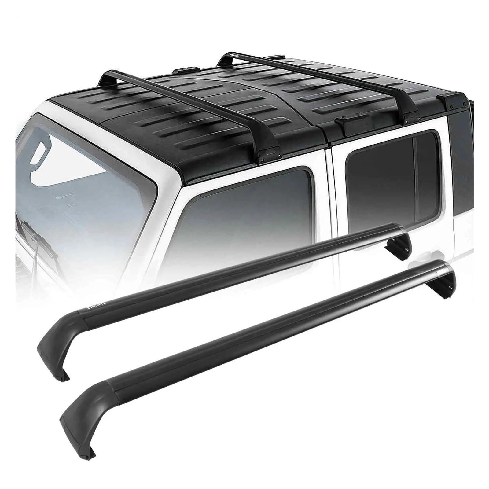 ATATKRT Dachgepäckträger kompatibel for Jeep Wrangler JK JL 2007–2024 for Gladiator JT 2020–2024, Schwarze Querstangen, Kajak-Frachtträger, 2- und 4-türig ATATKRT Dachgepäckträger kompatibel for Jeep Wrangler JK JL 2007–2024 for Gladiator JT 2020–2024, Schwarze Querstangen, Kajak-Frachtträger, 2- und 4-türig von ATATKRT