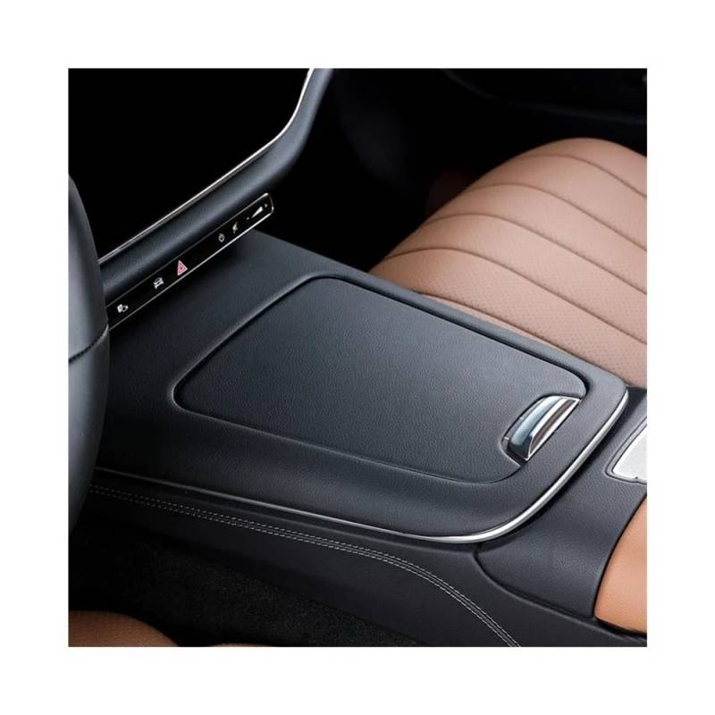 ATATKRT Echtleder Autoinnenraum Mittelkonsole Panel Armlehne Box Deckel Hintere Lüftungsrahmen Abdeckung Kompatibel for Mercedes Benz E Klasse W214 2024+(Rear AC Cover Black) von ATATKRT