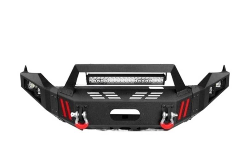 ATATKRT Kompatibel mit Dodge Ram 1500 2013–2018. Verstärkte Stahl-Frontstoßstange mit Windenplatte und Lichtkapseln – Strukturierter schwarzer Offroad-Aufprallschutz mit Kombinationssatz for Aufpralls von ATATKRT