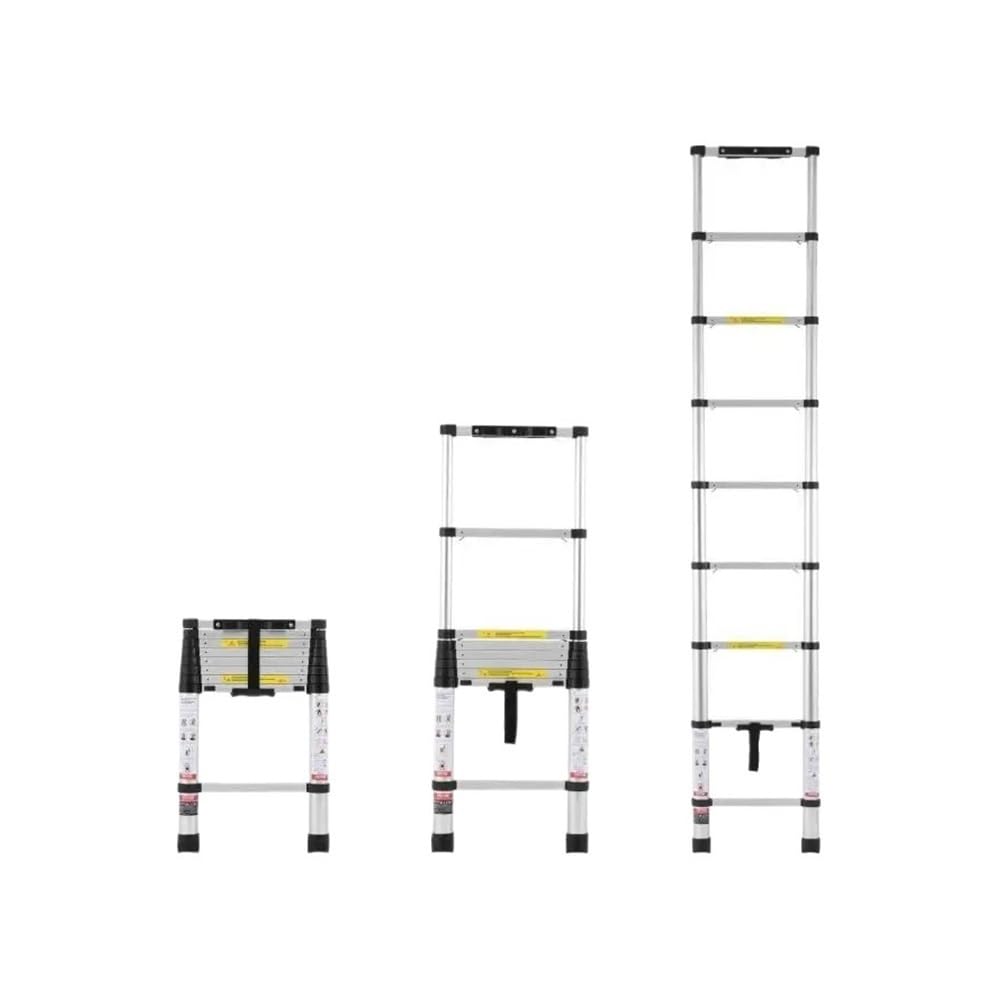 ATATKRT Teleskopleiter 8,5/16,5/20,3 Fuß Aluminium EIN-Knopf-Einzugsleiter Klappleiter Tragbare Leitern for Zuhause Wohnmobil-Loft Tragbare Wohnmobil-Stufen(L) von ATATKRT