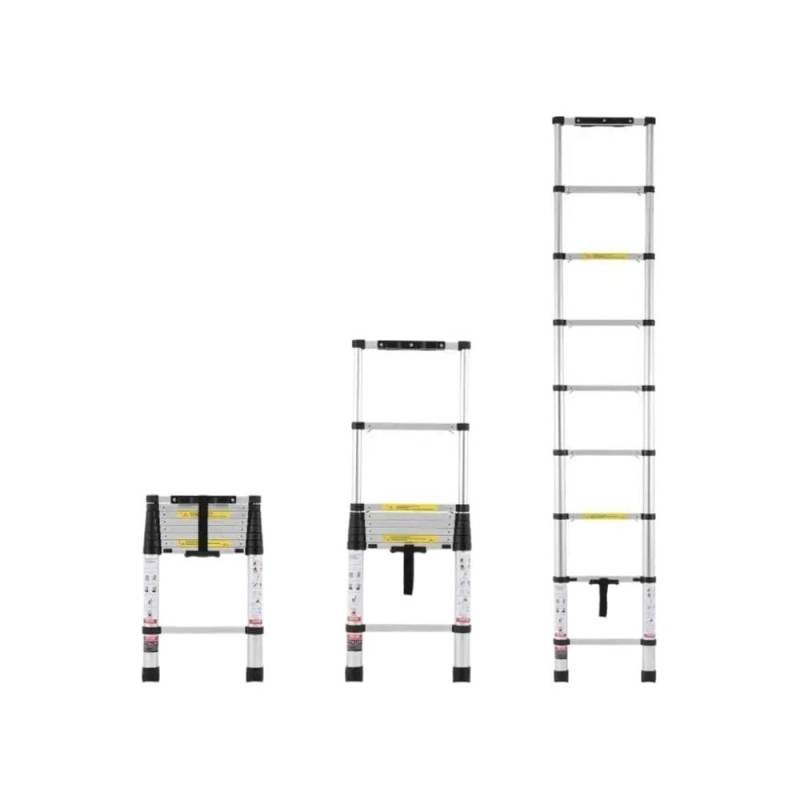 ATATKRT Teleskopleiter 8,5/16,5/20,3 Fuß Aluminium EIN-Knopf-Einzugsleiter Klappleiter Tragbare Leitern for Zuhause Wohnmobil-Loft Tragbare Wohnmobil-Stufen(L) von ATATKRT