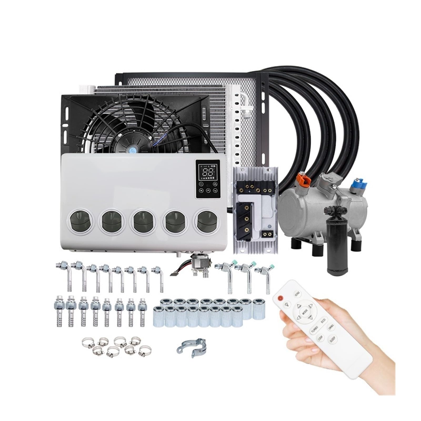 ATATKRT Universal-Wand-Auto-elektrischer Klimaanlagen-Kompressor-Conditioner 12V 24V for Autos Van Street Rod Hot Classic Trucks(A-12V) von ATATKRT