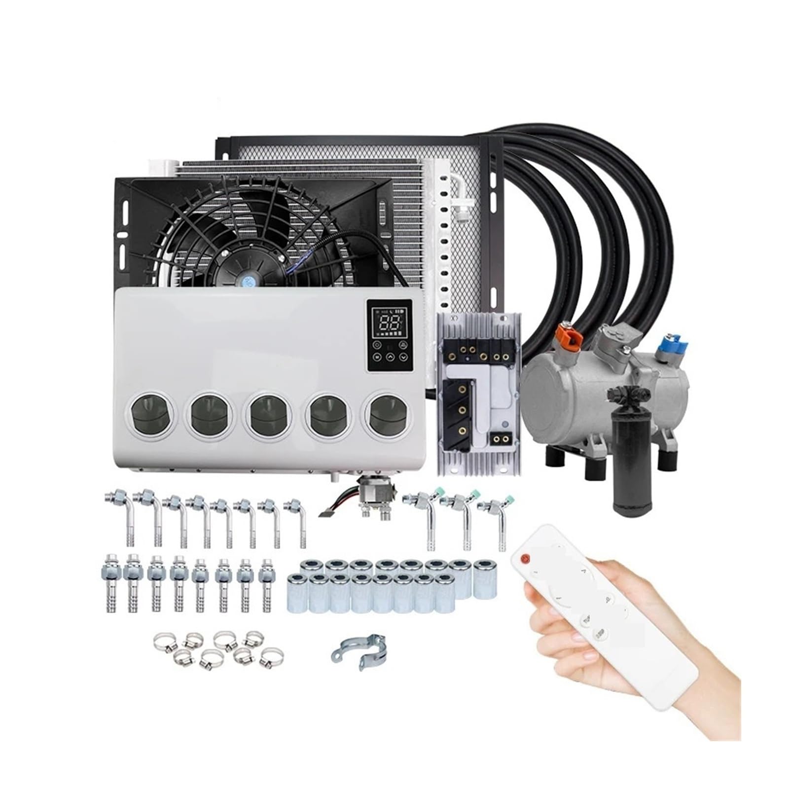 ATATKRT Universal-Wand-Auto-elektrischer Klimaanlagen-Kompressor-Conditioner 12V 24V for Autos Van Street Rod Hot Classic Trucks(A-24V) von ATATKRT