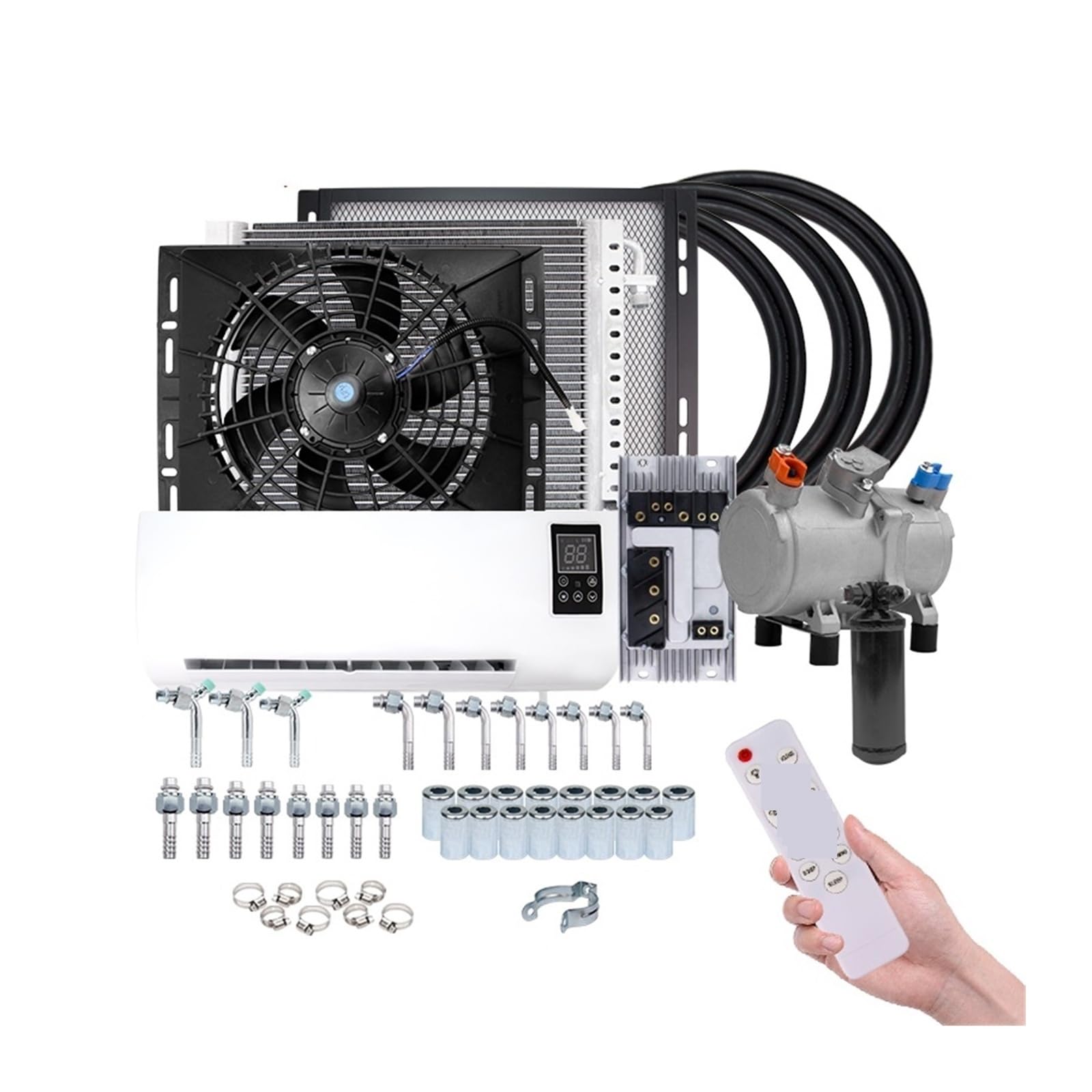 ATATKRT Universal-Wand-Auto-elektrischer Klimaanlagen-Kompressor-Conditioner 12V 24V for Autos Van Street Rod Hot Classic Trucks(D-24V) von ATATKRT