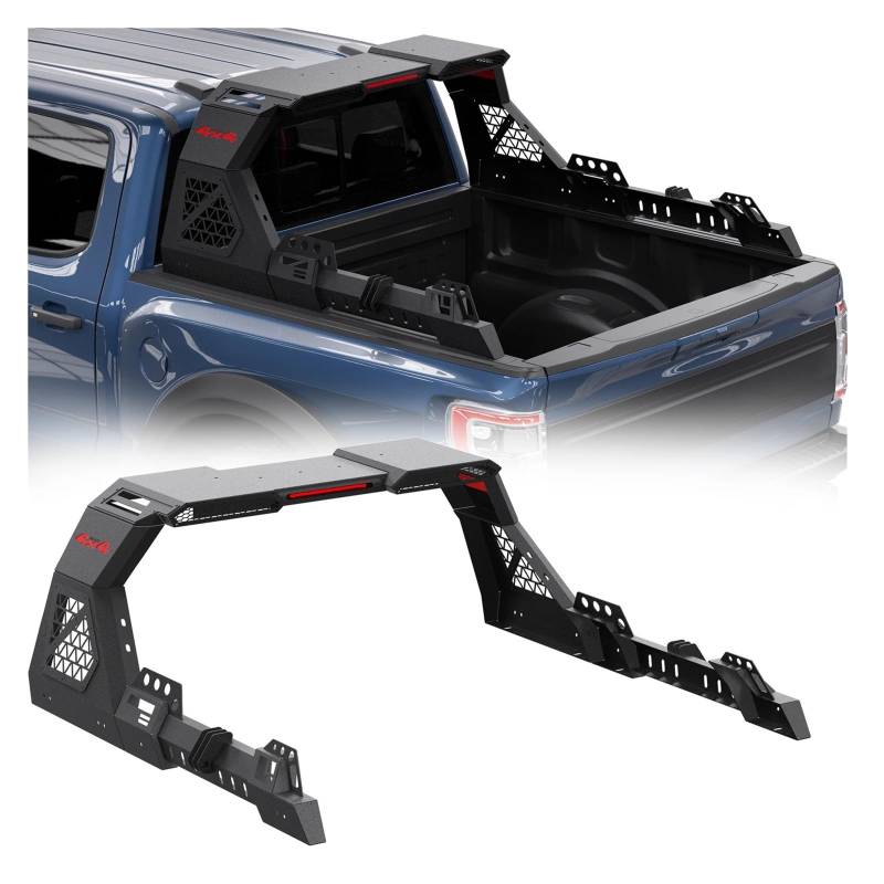 ATATKRT Vollformatiger Sport-Überrollbügel aus Stahl, Verstellbarer Gepäckträger for die universelle Ladefläche von Pickup-Trucks, schwarz, langlebiges Zubehör for die Rückseite des Trucks von ATATKRT