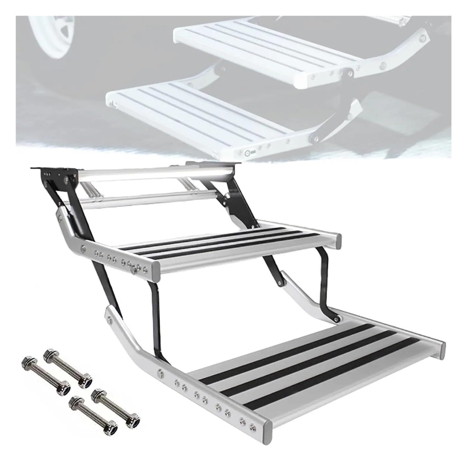 ATATKRT Wohnmobil-Stufe, elektrische automatische Wohnmobil-Stufenbaugruppe, Teleskop-Anti-Rutsch, for Wohnmobil, Wohnmobil, Wohnwagen, Wohnwagen, tragbare, einfach zu installierende Außentreppe(Doubl ATATKRT Wohnmobil-Stufe, elektrische automatische Wohnmobil-Stufenbaugruppe, Teleskop-Anti-Rutsch, for Wohnmobil, Wohnmobil, Wohnwagen, Wohnwagen, tragbare, einfach zu installierende Außentreppe(Doubl von ATATKRT