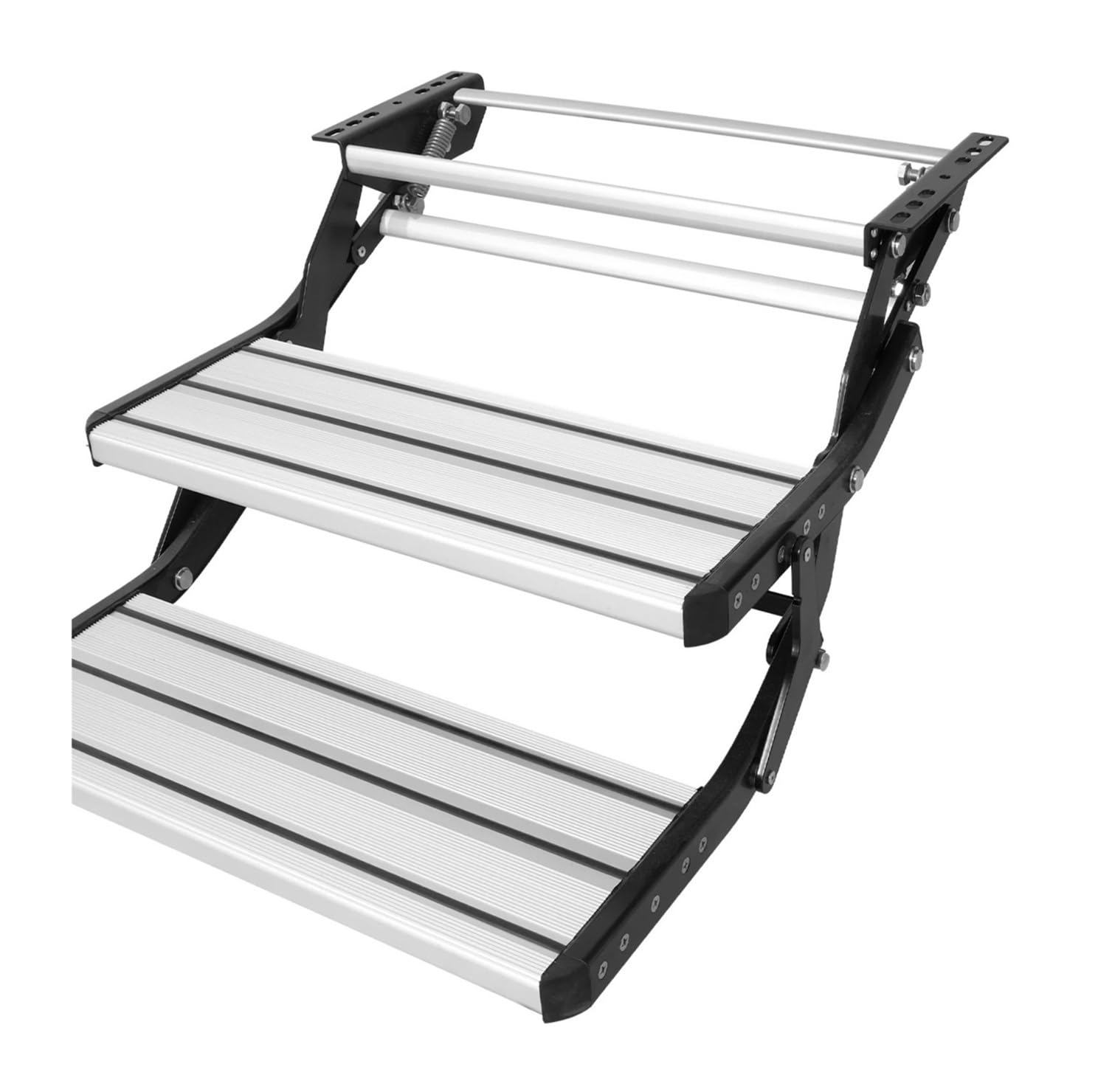 ATATKRT Wohnmobiltreppe, 2-stufig, manuell einziehbar, for Wohnmobile und Anhänger, rutschfeste tragbare Treppe, verdickte Stahlplatte aus Aluminiumlegierung, strapazierfähig, for den Außenbereich ATATKRT Wohnmobiltreppe, 2-stufig, manuell einziehbar, for Wohnmobile und Anhänger, rutschfeste tragbare Treppe, verdickte Stahlplatte aus Aluminiumlegierung, strapazierfähig, for den Außenbereich von ATATKRT