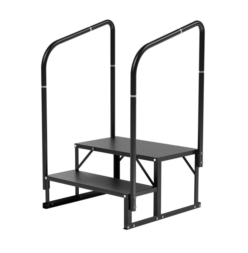 ATATKRT Wohnmobiltreppe, 2-stufige Wohnmobiltreppe mit Handlauf, Whirlpooltreppe, Campertreppe, rutschfeste Stufen, Außentreppe for Wohnmobil, Anhänger, Mobilheim, einfach zu installierende Außentrepp ATATKRT Wohnmobiltreppe, 2-stufige Wohnmobiltreppe mit Handlauf, Whirlpooltreppe, Campertreppe, rutschfeste Stufen, Außentreppe for Wohnmobil, Anhänger, Mobilheim, einfach zu installierende Außentrepp von ATATKRT