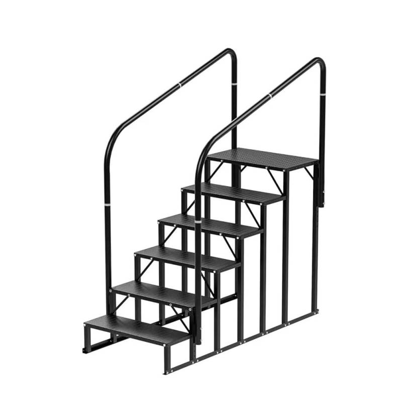 ATATKRT Wohnmobiltreppe, 6-stufige Wohnmobiltreppe mit Handlauf, Whirlpooltreppe, Campertreppe, rutschfeste Stufen, Außentreppe for Wohnmobil, Anhänger, Mobilheim, einfach zu installierende Außentrepp von ATATKRT