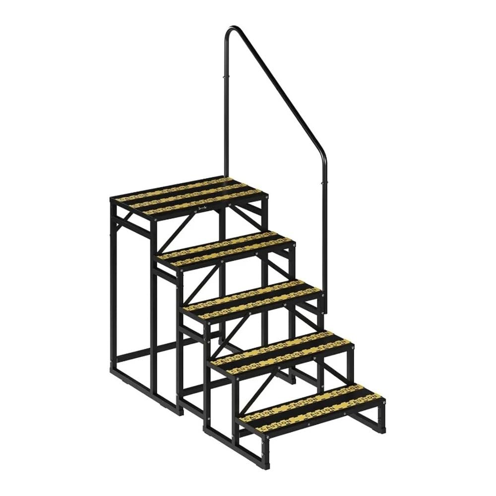 ATATKRT Wohnmobiltreppe 5 Stufen, Mobilheimtreppe mit Handlauf, Whirlpooltreppe mit Anti-Rutsch-Bändern, Außentreppe for Spa-Pool, Wohnmobil(B) von ATATKRT