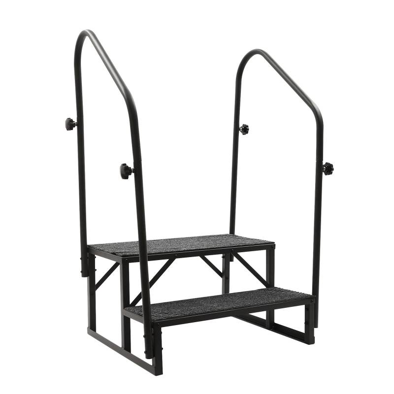 ATATKRT Wohnmobiltreppe mit Handlauf, 2-stufige stabile Plattform for Wohnwagenanhänger, rutschfestes, kompaktes Design, tragbare, einfach zu installierende Außentreppe, for den harten Einsatz von ATATKRT